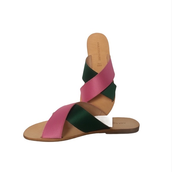 ANA COUTURE Pink&Green Flat Sandals - Picture 7 of 7